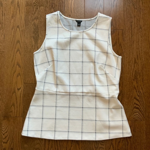 ANN TAYLOR Blouse Sleeveless Black and White Square Pattern. Size M. - Picture 1 of 6